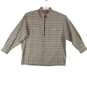 VTG EXP Mens L Pullover Outdoor Layering Fisherman Plaid Half Zip Hong Kong 90s